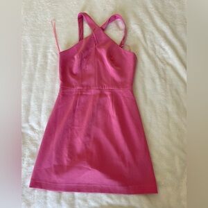 French Connection Nick Whisper Crossover Pink Dress